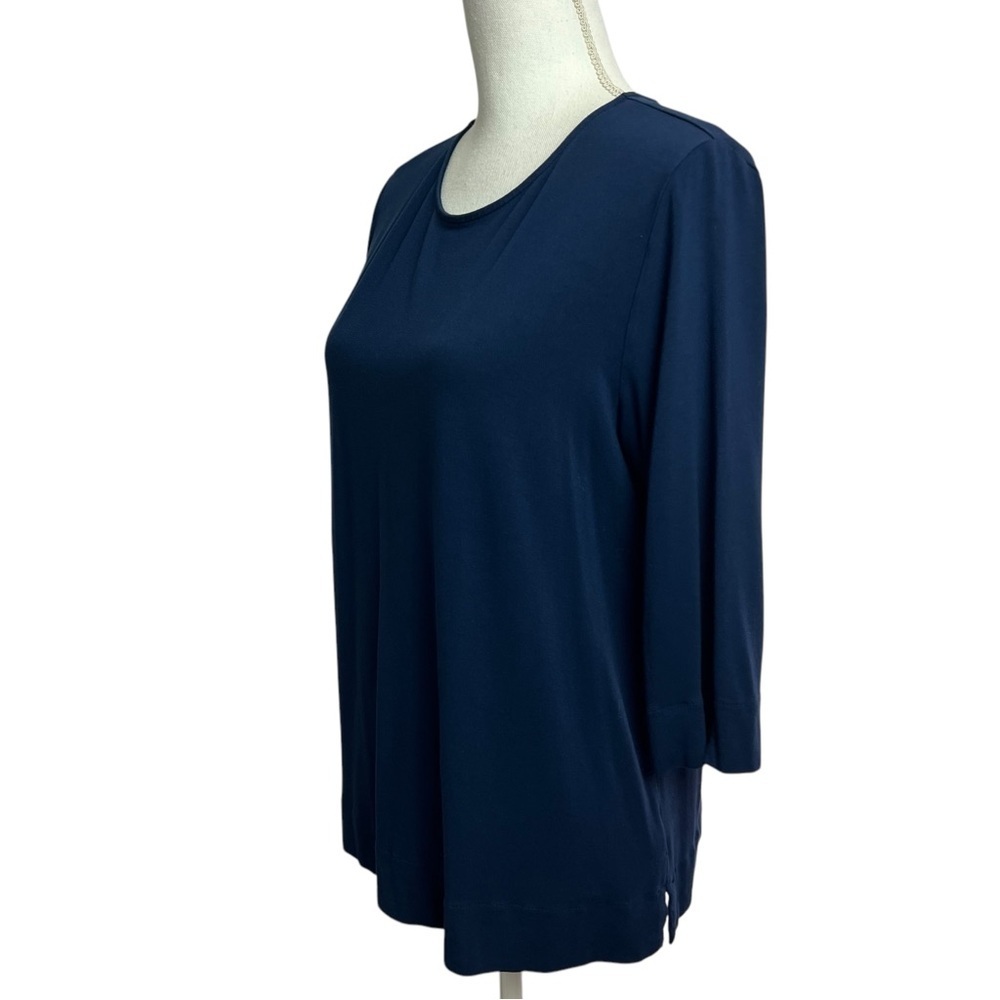 J. Jill Women’s Pullover Knit Top Sz Medium Color Navy Blue 3/4 Sleeves Stretch - Picture 3 of 10